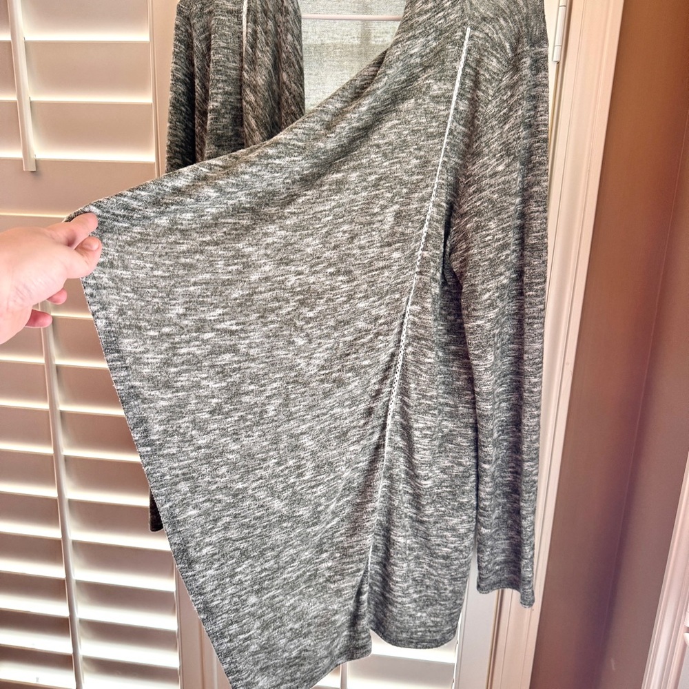 89th & Madison XL Gray‎ Waterfall Women's Cardigan Marled Open Front Lightweight - Picture 5 of 10